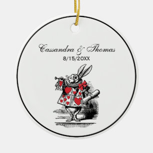 White Rabbit Court Trumpeter Alice in Wonderland Keramisch Ornament