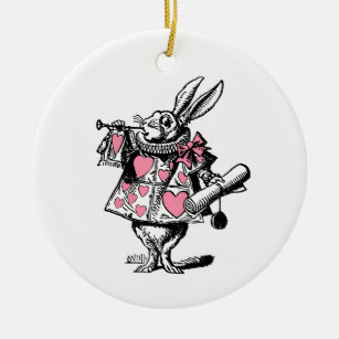 White Rabbit Court Trumpeter Alice in Wonderland P Keramisch Ornament