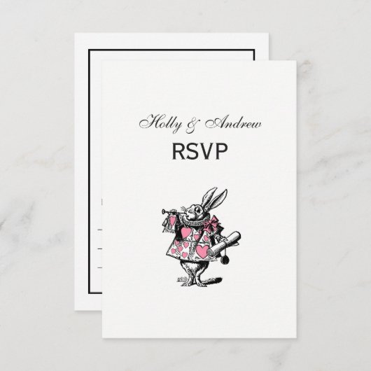 White Rabbit Court Trumpeter Alice in Wonderland P RSVP Kaartje (Voorkant / Achterkant)
