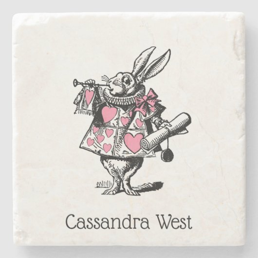 White Rabbit Court Trumpeter Alice in Wonderland P Stenen Onderzetter (Voorkant)