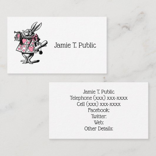 White Rabbit Court Trumpeter Alice in Wonderland P Visitekaartje (Voorkant / Achterkant)