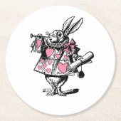 White Rabbit Court Trumpeter Alice in Wonderland Ronde Kartonnen Onderzetter (Voorkant)