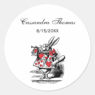 White Rabbit Court Trumpeter Alice in Wonderland Ronde Sticker
