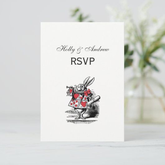 White Rabbit Court Trumpeter Alice in Wonderland RSVP Kaartje (Staand voorkant)