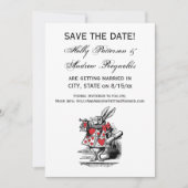 White Rabbit Court Trumpeter Alice in Wonderland Save The Date (Voorkant)