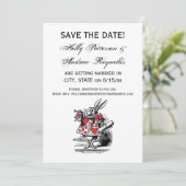 White Rabbit Court Trumpeter Alice in Wonderland Save The Date (Staand voorkant)