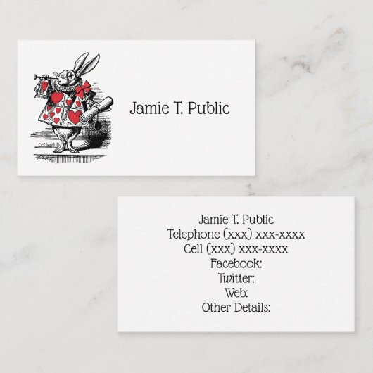 White Rabbit Court Trumpeter Alice in Wonderland Visitekaartje (Voorkant / Achterkant)