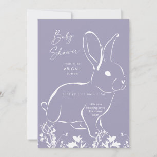 White Rabbit Dusty Blue Boy Baby shower Kaart