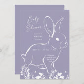 White Rabbit Dusty Blue Boy Baby shower Kaart (Voorkant / Achterkant)