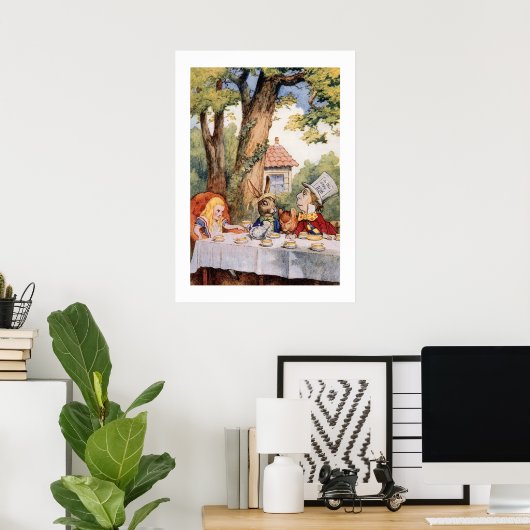 White Rabbit en Hatter  Alice Wonderland Poster (Thuiskantoor)