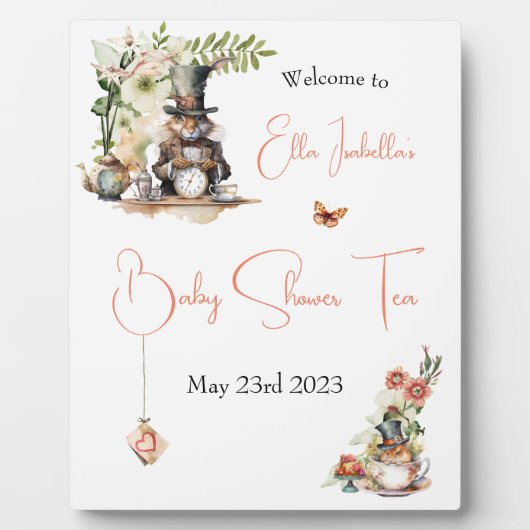 White Rabbit en Victoriaans Teacup Mouse Fotoplaat (Voorkant)