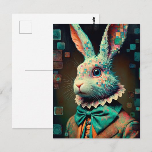 White Rabbit Glitch Briefkaart (Voorkant / Achterkant)