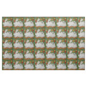 White Rabbit Green Floral Spring Easter Fabric Art Stof (Fat Quarter)