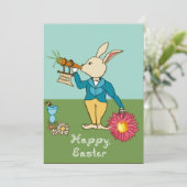 White Rabbit Happy Easter Fabric Font Kaart (Staand voorkant)