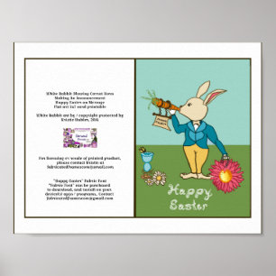White Rabbit Happy Easter Fabric Font Kaart Poster