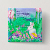 White Rabbit Happy Pasen Vierkante Button 5,1 Cm (Voorkant)