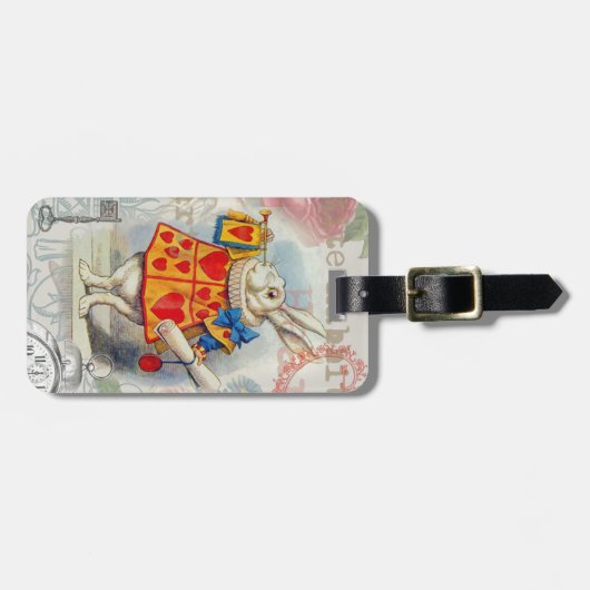 White Rabbit Hearts Alice Classic Bagagelabel (Voorkant horizontaal)