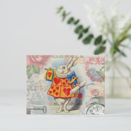 White Rabbit Hearts Alice Classic Briefkaart (Staand voorkant)