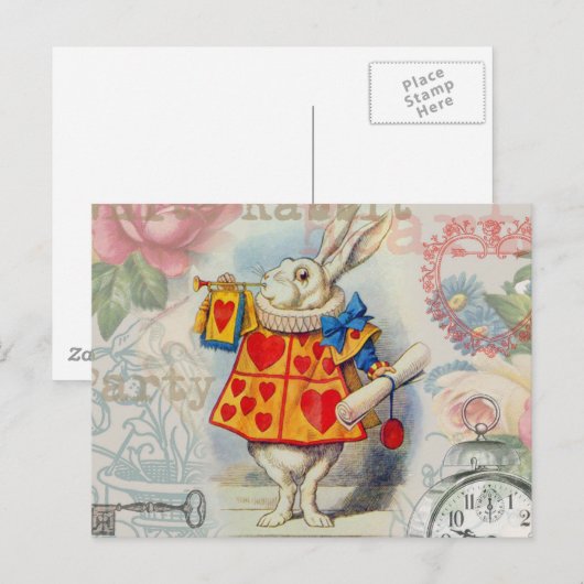White Rabbit Hearts Alice Classic Briefkaart (Voorkant / Achterkant)