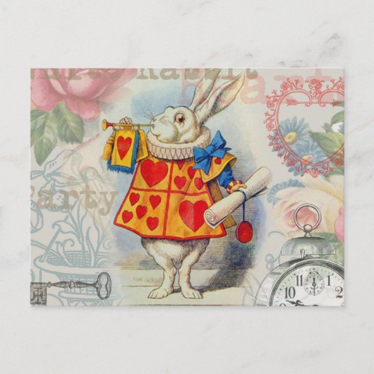 White Rabbit Hearts Alice Classic Briefkaart (Voorkant)
