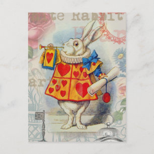 White Rabbit Hearts Alice Classic Briefkaart