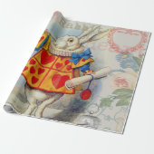 White Rabbit Hearts Alice Classic Cadeaupapier (Uitgerold)