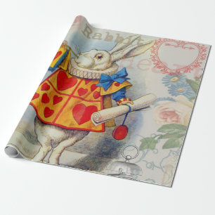 White Rabbit Hearts Alice Classic Cadeaupapier