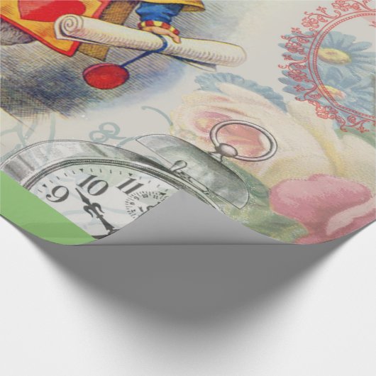 White Rabbit Hearts Alice Classic Cadeaupapier (Hoek)