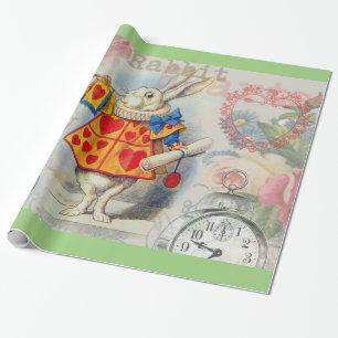 White Rabbit Hearts Alice Classic Cadeaupapier