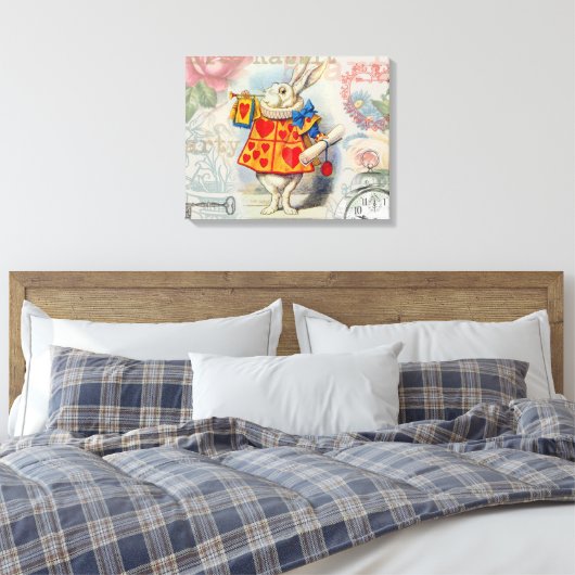 White Rabbit Hearts Alice Classic Canvas Afdruk (Insitu (Slaapkamer))