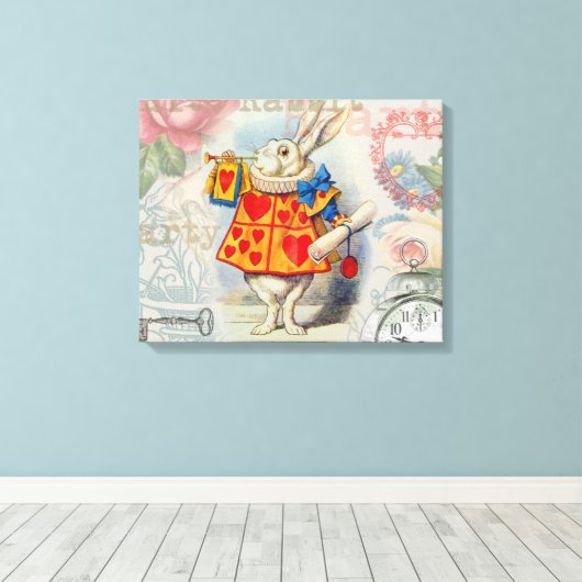 White Rabbit Hearts Alice Classic Canvas Afdruk (Insitu (Houten vloer))