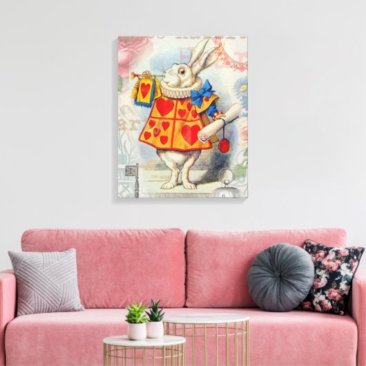 White Rabbit Hearts Alice Classic Canvas Afdruk (Insitu (Woonkamer))
