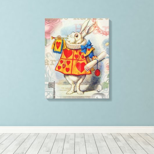 White Rabbit Hearts Alice Classic Canvas Afdruk (Insitu (Houten vloer))
