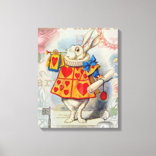 White Rabbit Hearts Alice Classic Canvas Afdruk (Voorkant)