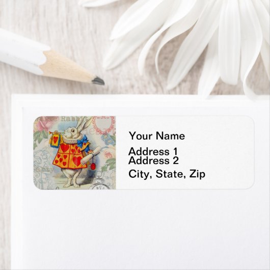 White Rabbit Hearts Alice Classic Etiket (Insitu)