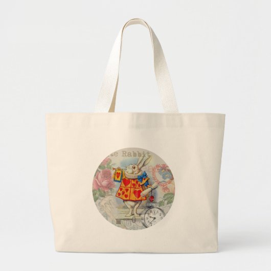 White Rabbit Hearts Alice Classic Grote Tote Bag (Voorkant)