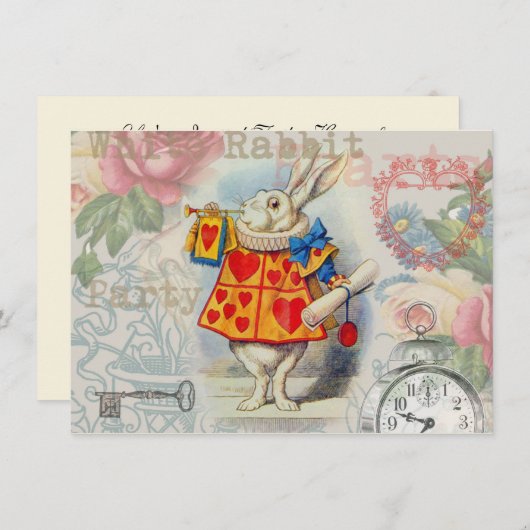 White Rabbit Hearts Alice Classic Kaart (Voorkant / Achterkant)