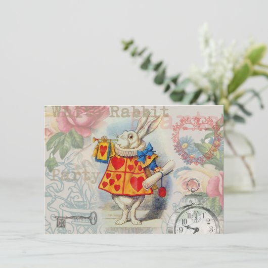 White Rabbit Hearts Alice Classic Kaart (Staand voorkant)
