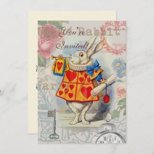 White Rabbit Hearts Alice Classic Kaart (Voorkant / Achterkant)