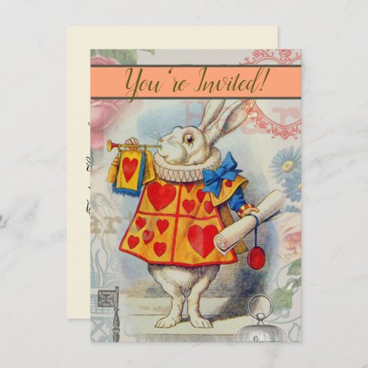 White Rabbit Hearts Alice Classic Kaart (Voorkant / Achterkant)