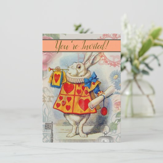 White Rabbit Hearts Alice Classic Kaart (Staand voorkant)