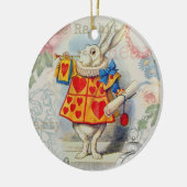 White Rabbit Hearts Alice Classic Keramisch Ornament (Links)