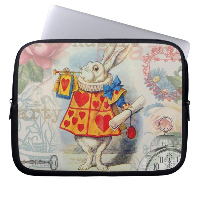 White Rabbit Hearts Alice Classic Laptop Sleeve (Voorkant)