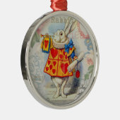 White Rabbit Hearts Alice Classic Metalen Ornament (Rechts)