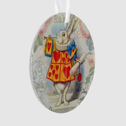 White Rabbit Hearts Alice Classic Ornament (voorkant)