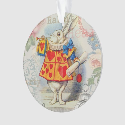 White Rabbit Hearts Alice Classic Ornament (voorkant)
