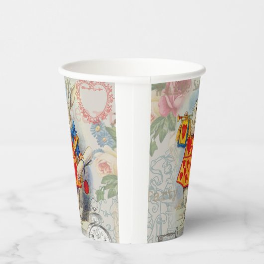 White Rabbit Hearts Alice Classic Papieren Bekers (Rechts)