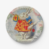 White Rabbit Hearts Alice Classic Papieren Bordje (Voorkant)