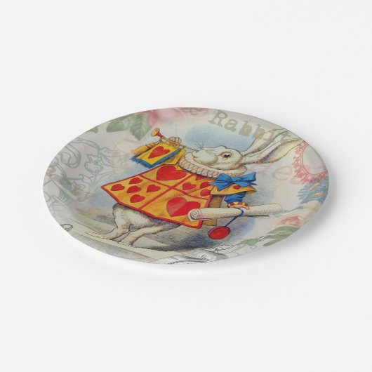 White Rabbit Hearts Alice Classic Papieren Bordje (Gekanteld)