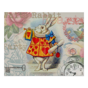 White Rabbit Hearts Alice Classic Perfect Poster